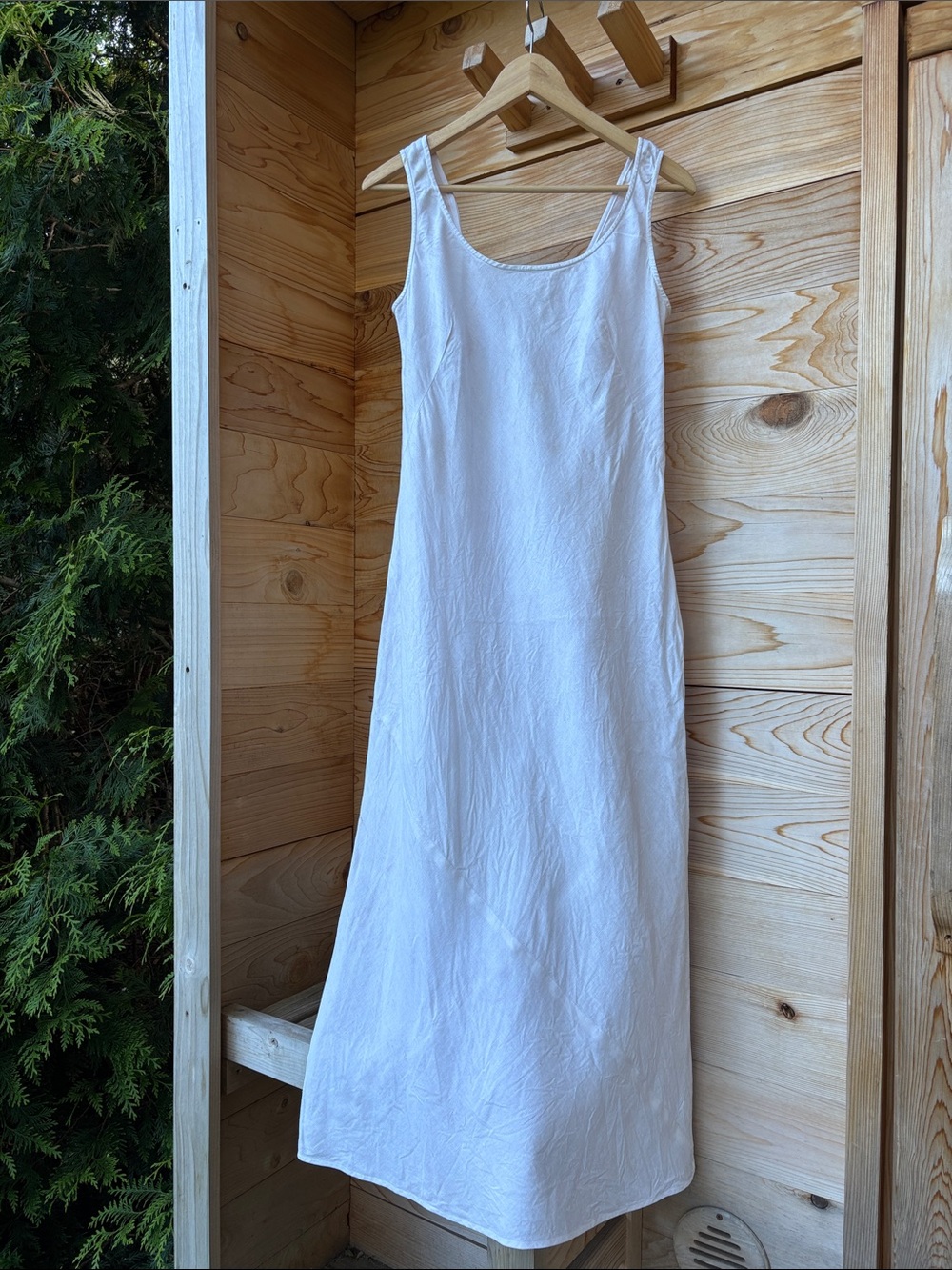 Vintage Jones NY 100% Linen Maxi Dress Minimalist 90s Coastal Quiet Luxury